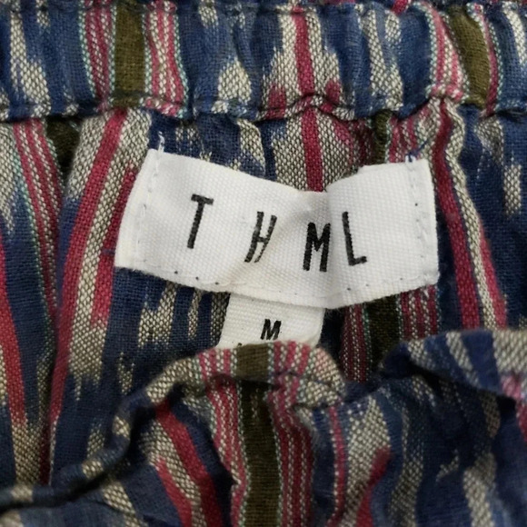 THML Shirt Ikat Off Shoulder Flutter Sleeve Coin Tassel Boho Top - Picture 6 of 8